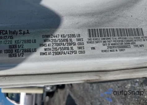 2016 Ram Promaster City Tradesman from USA, damaged, VIN ZFBERFAT0G6B86823